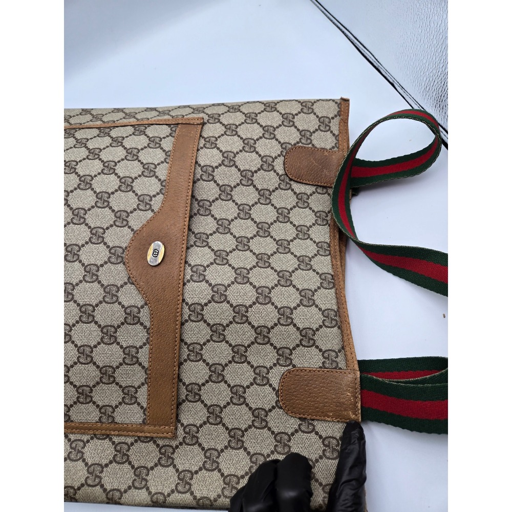 Vintage Gucci GG Monogram Tote Bag Handbag Purse with Pocket Classic - Picture 11 of 15